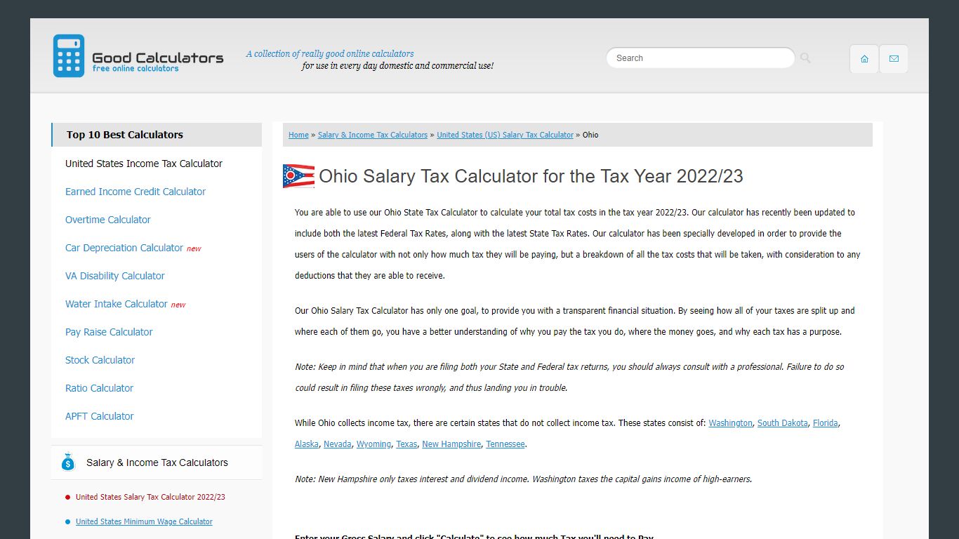 Ohio State Tax Calculator - Good Calculators